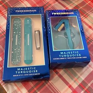 Tweezerman Majestic Turquoise Ilashcomb & Mirror Set and manicure set